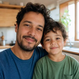 Imagem ilustrativa de pai e filho sorrindo